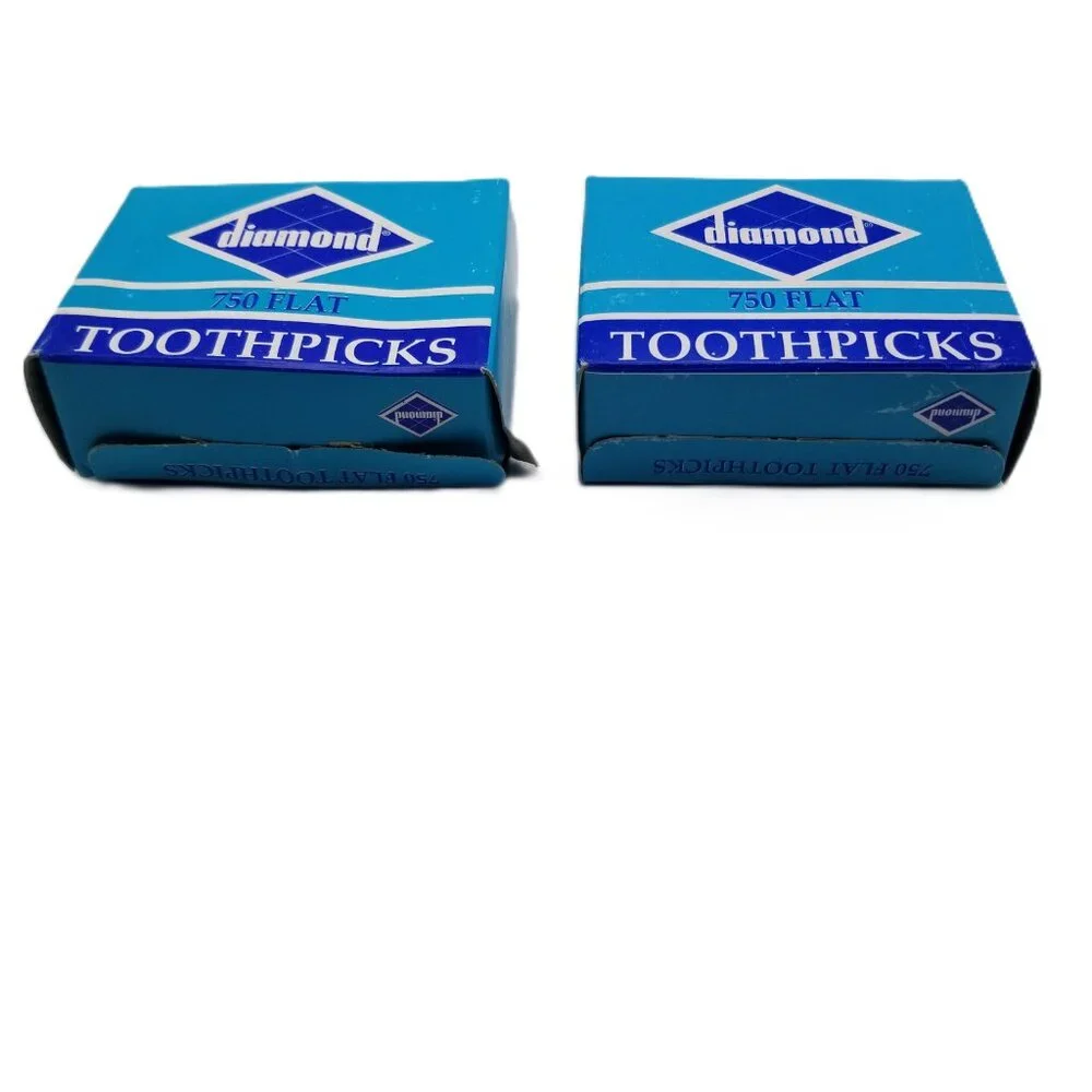 Diamond Flat Toothpicks 2 Boxes 1500 Wooden Disposable Party Kitchen